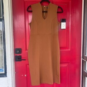 Nina Leonard Light Brown Women's Dress V Neck Tank Top Small Summer Office